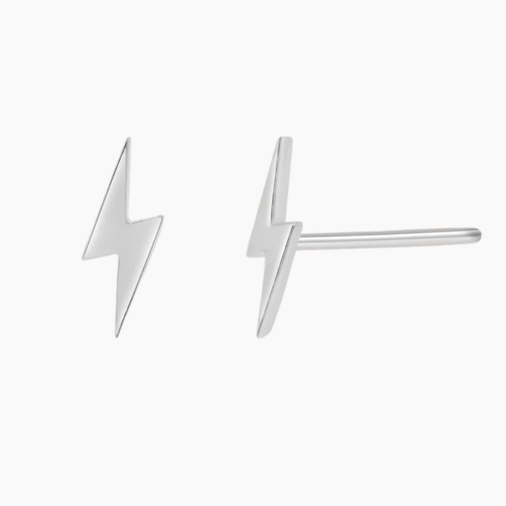 14K White Gold Bolt Stud Earring
